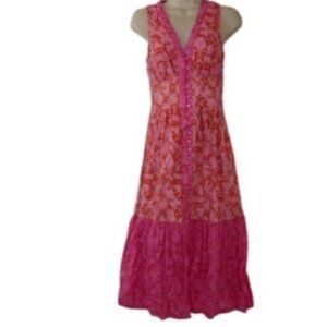 Sam Edelman Womens Selene Midi Dress Pink Floral Pockets Cotton XS